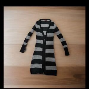 Takeout Charcoal and Light Gray Long Cardigan